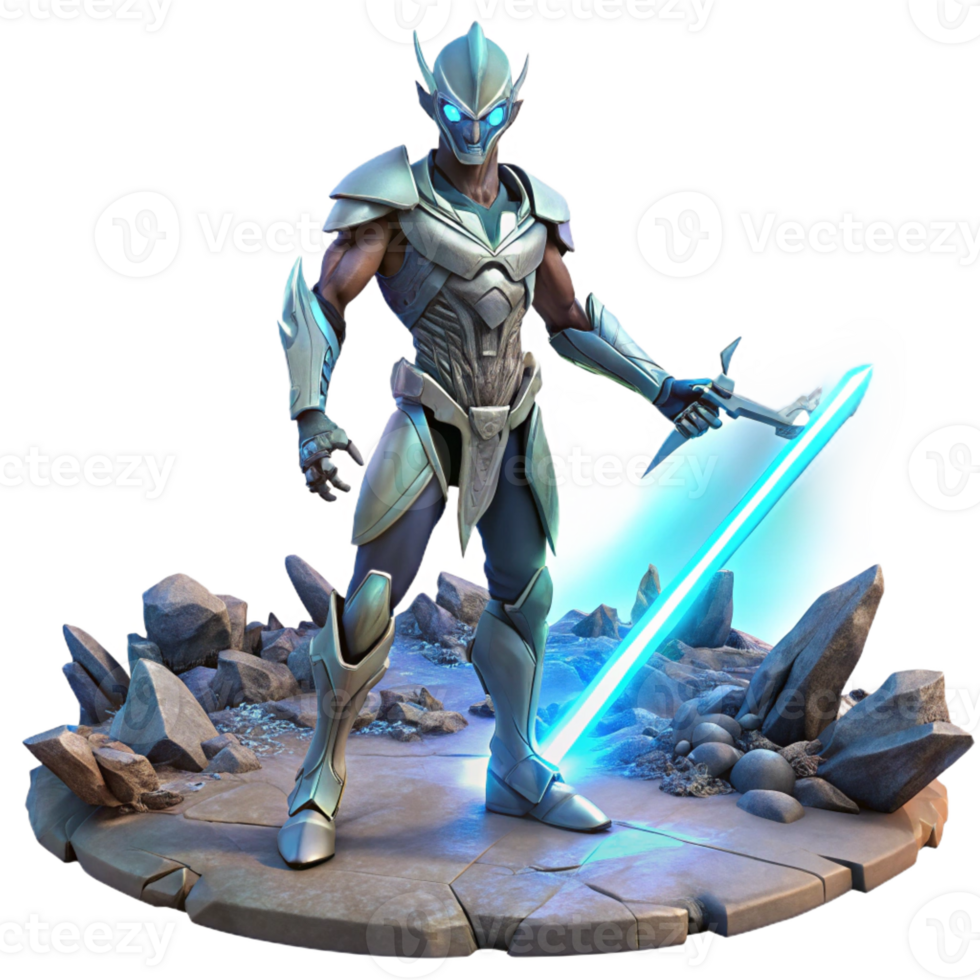 beautiful rustic A Powerful Alien Warrior Wielding a Glowi high resolution png