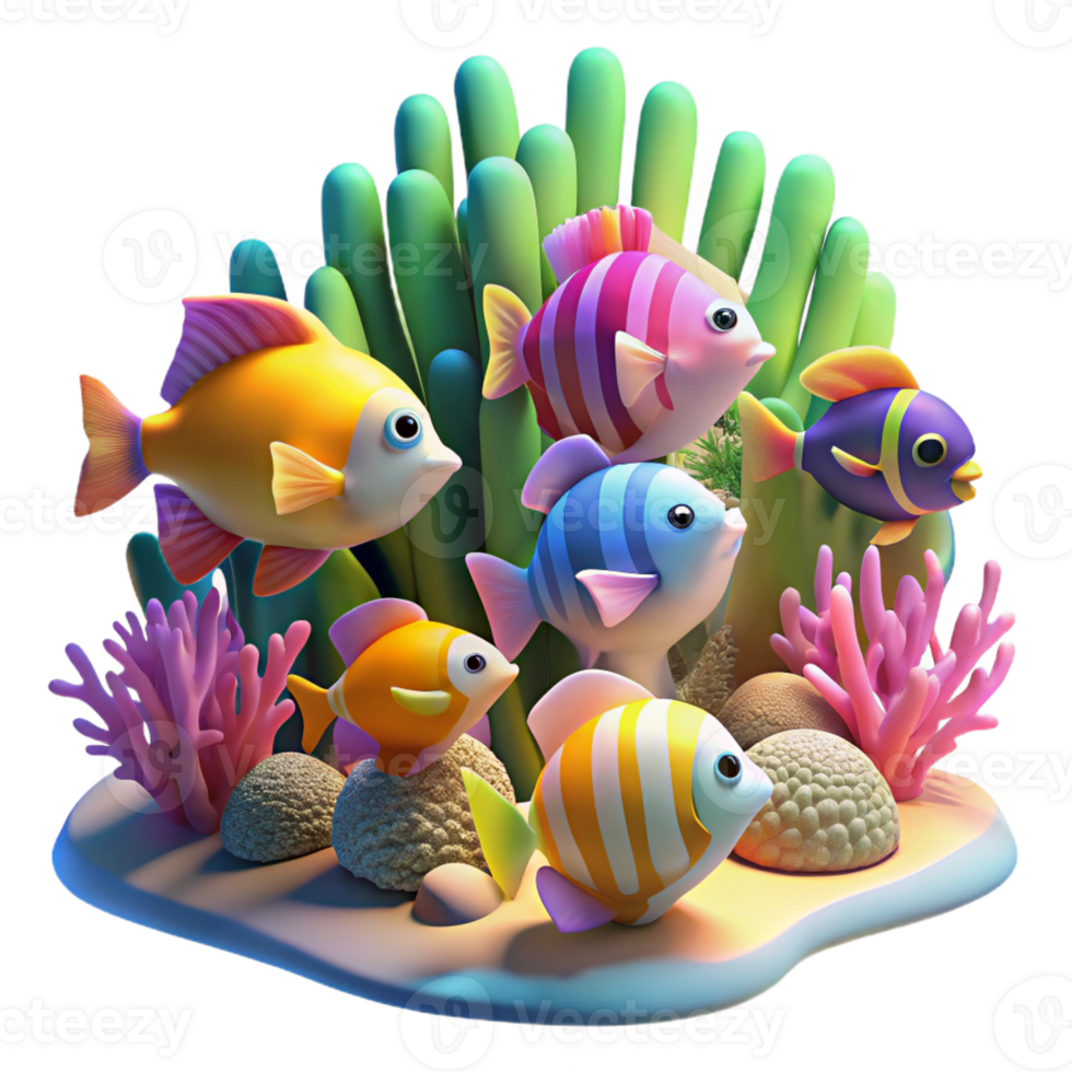 wonderful classic A School of Colorful Tropical Fish Swimmin original png
