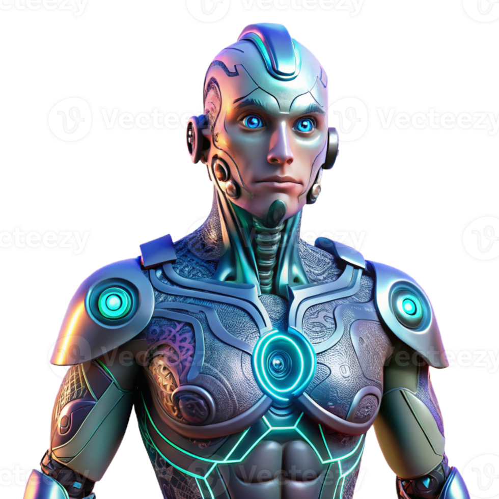 impressive contemporary A Cyborg with Glowing Tattoos Intricate authentic png