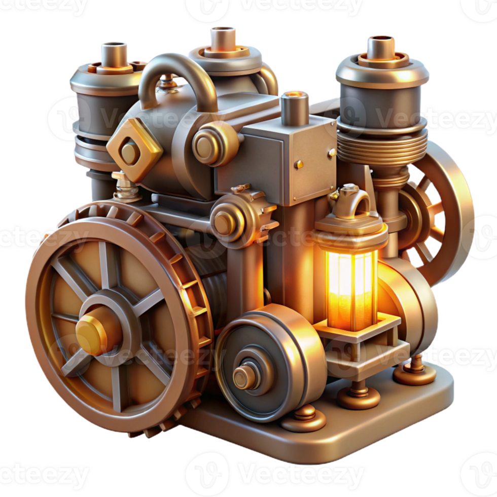 dramatic vintage A Complex Steampunk Engine Pistons Pump 4K png