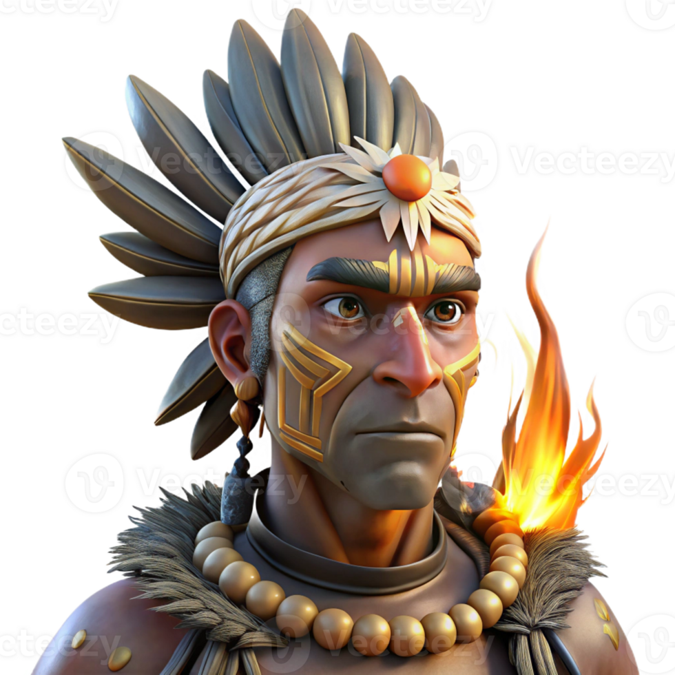 impressive creative Portrait of a Tribal Warrior with Intric genuine png