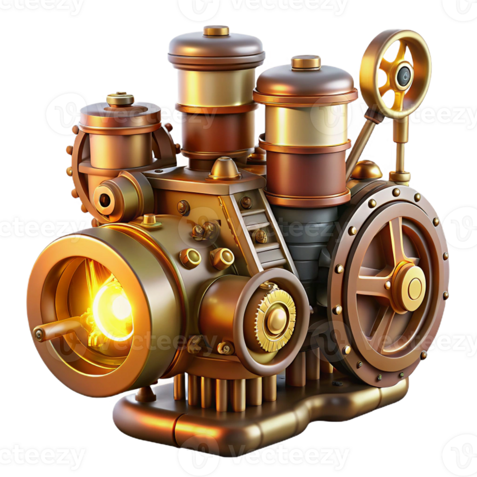 serene classic A Complex Steampunk Engine Pistons Pump authentic png