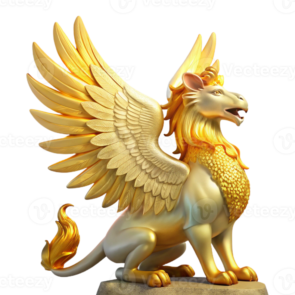 impressive vintage A Majestic Griffin Perched Atop Mount Oly detailed png