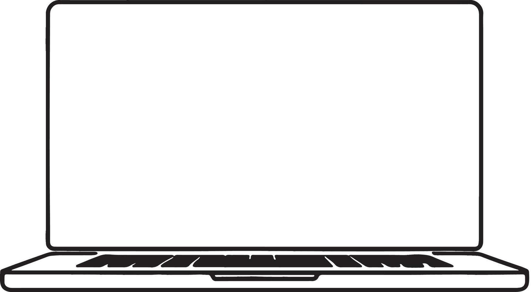 Modern Laptop line art Silhouette on white background vector