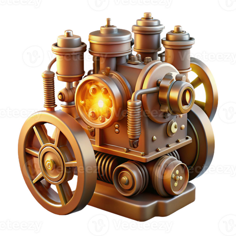 elegant rustic A Complex Steampunk Engine Pistons Pump professional png