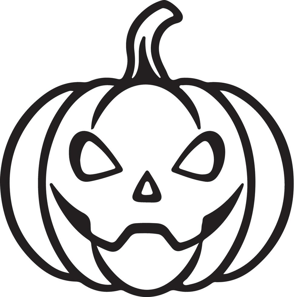 A halloween pumpkin with a simple outline isolated, line art silhouette on white background vector