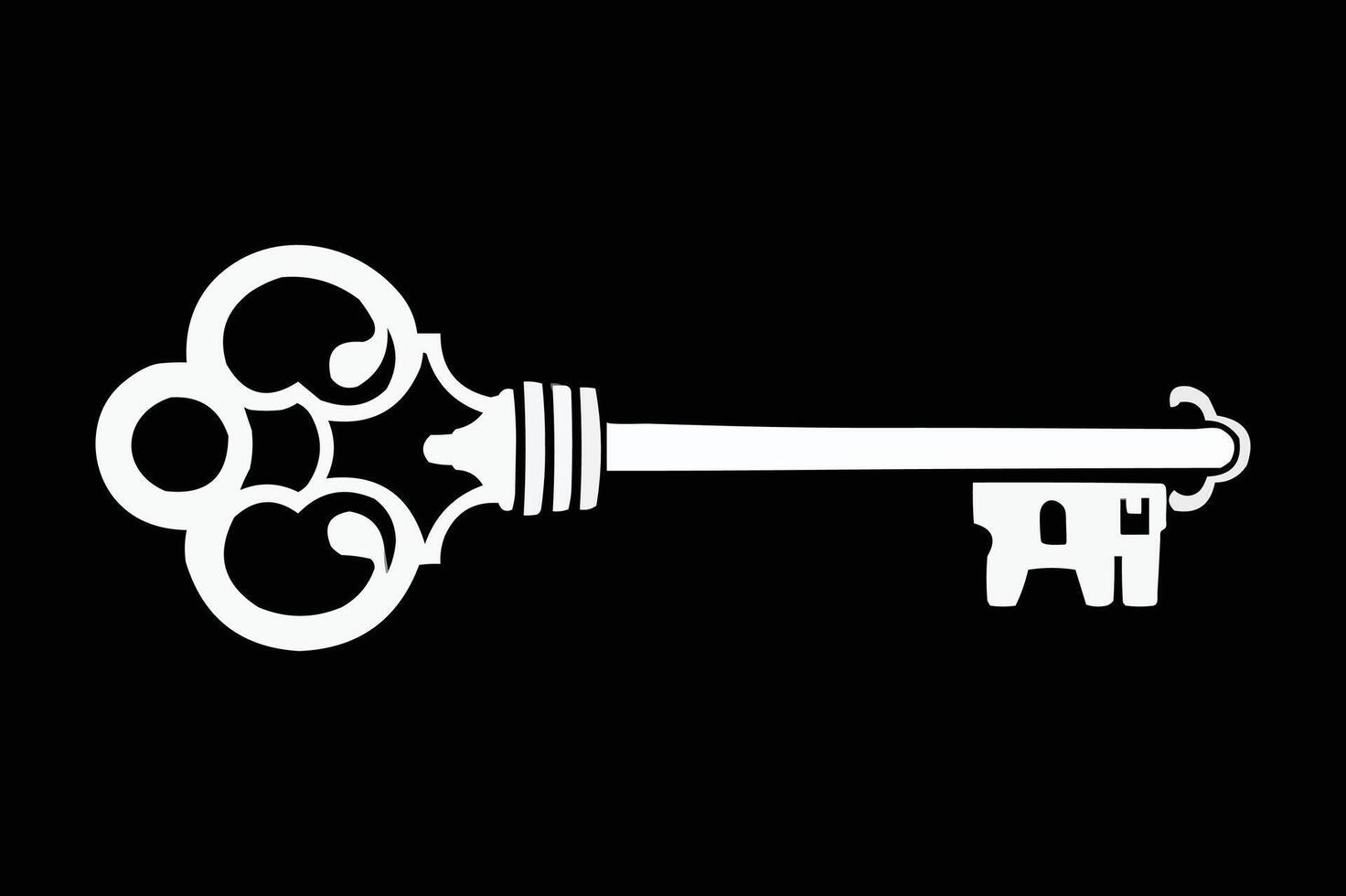 Modern line art silhouette of a vintage key. vector
