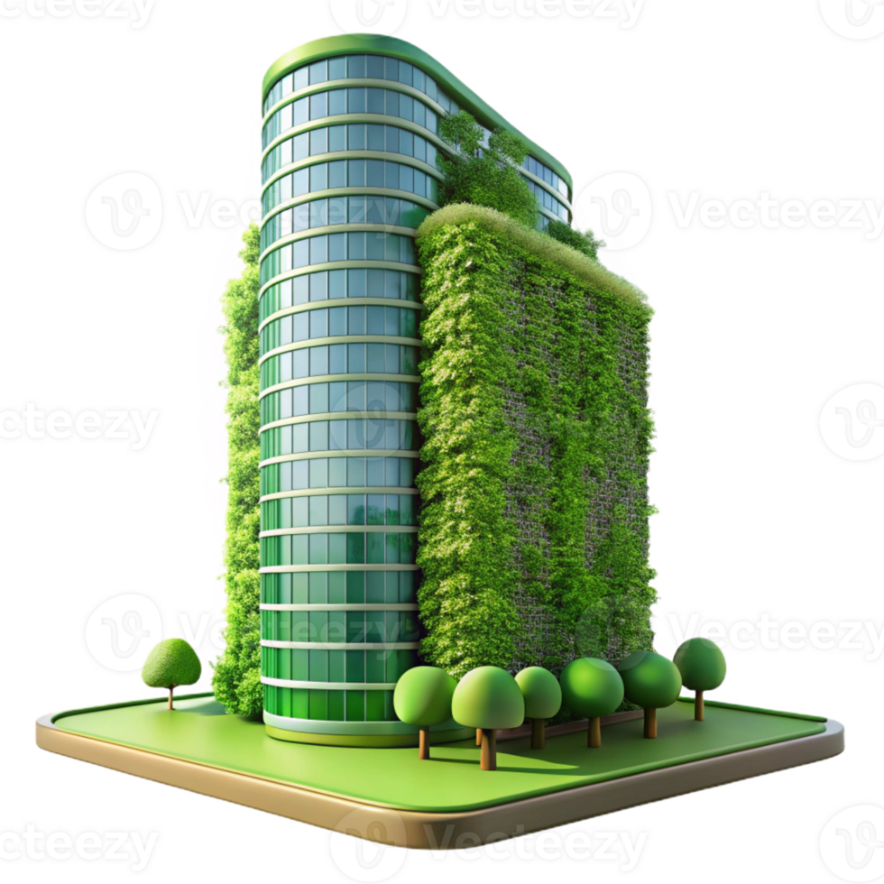 elegant classic Green Skyscraper with Vertical Garden exclusive png