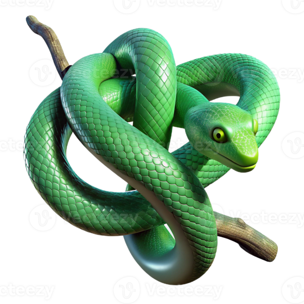 wonderful classic A Slithering Green Snake Coiled Around A high resolution png