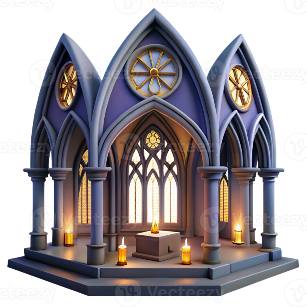 magnificent rustic Gothic Cathedral Interior Stained Glass Windows detailed png