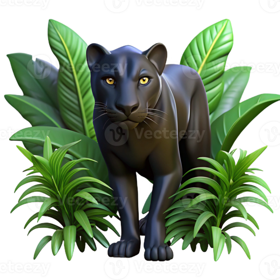 vibrant minimalist A Sleek Black Panther Stalking Through D exclusive png