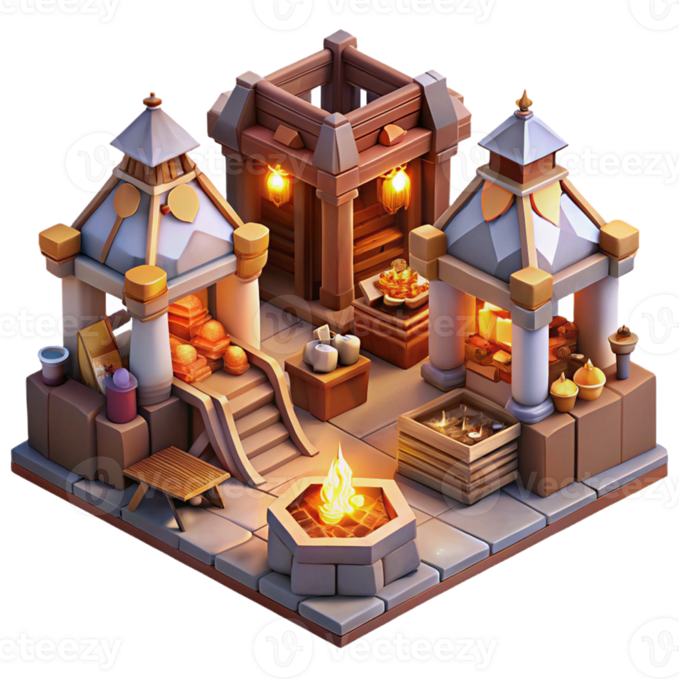 dramatic classic Bustling Dwarven Marketplace premium png
