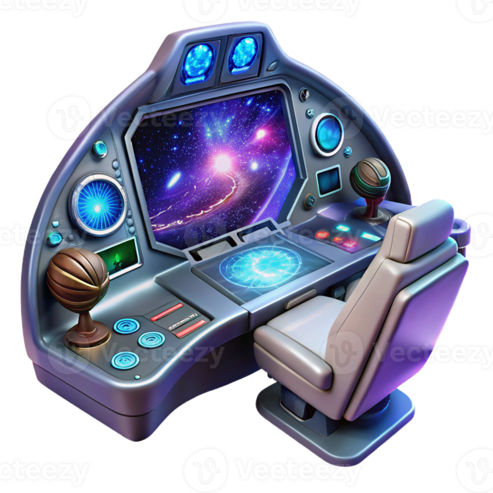 vibrant modern A Spaceship Cockpit Filled with Glowing B high quality png