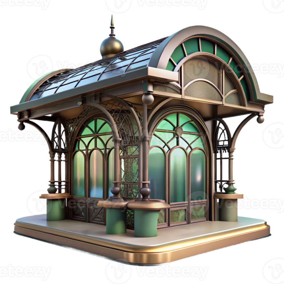 impressive artistic Art Nouveau Metro Station Intricate Wrought Iron professional png