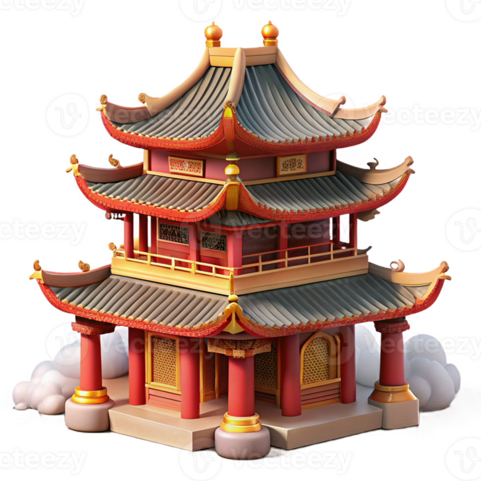 impressive artistic Traditional Chinese Temple Complex authentic png