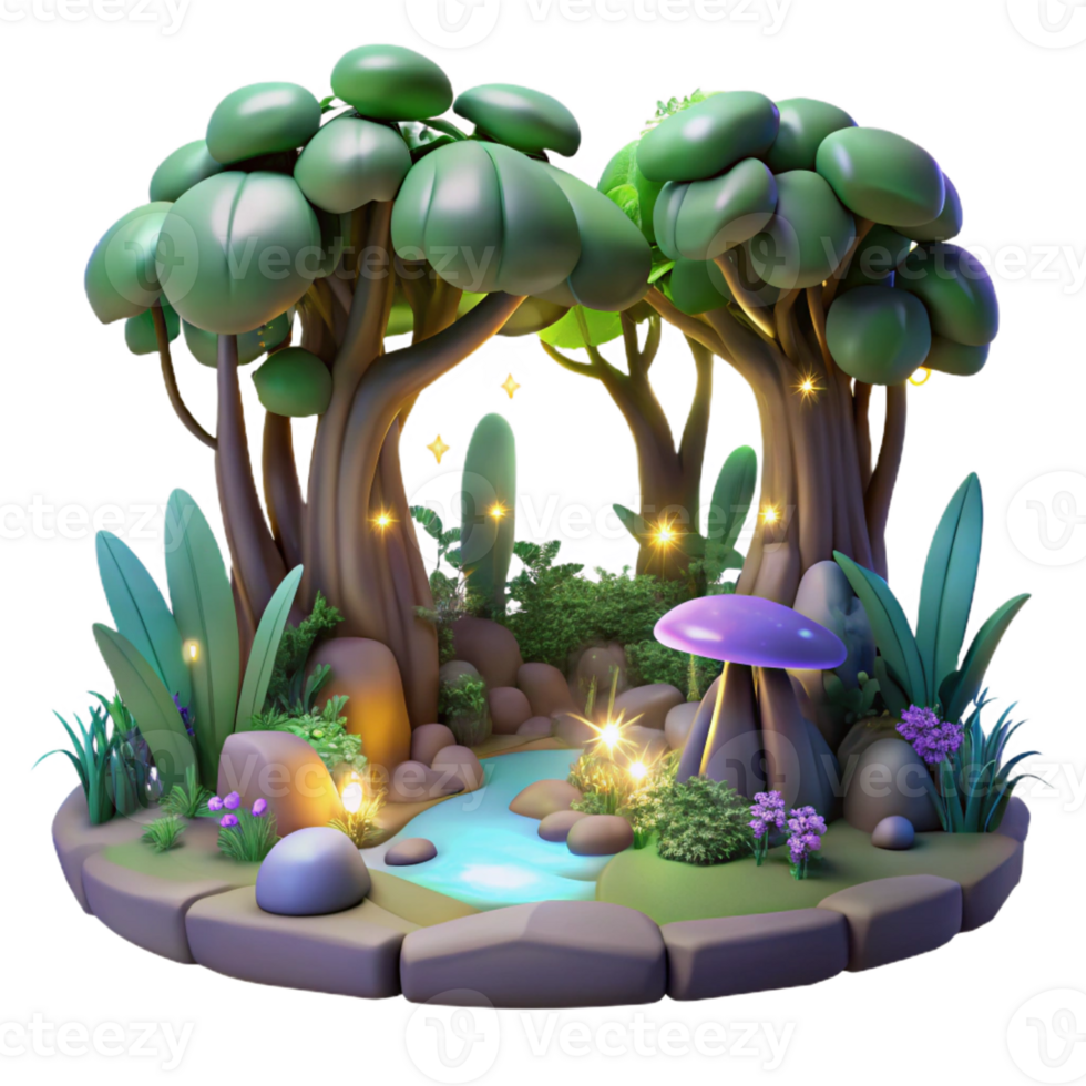 serene contemporary An Enchanted Forest Filled with Glowing F exclusive png