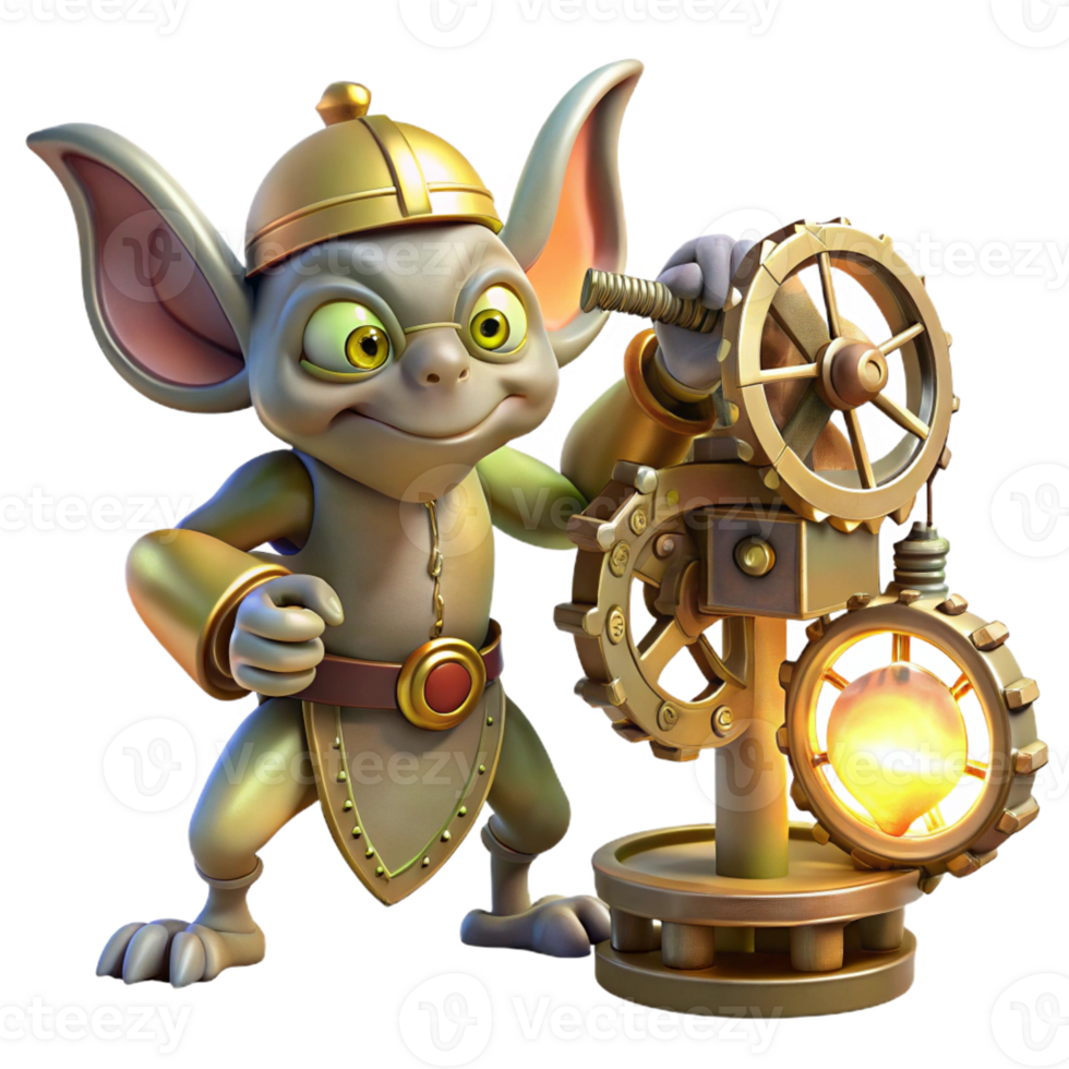vibrant creative A Mischievous Gremlin Sabotaging a Compl high resolution png