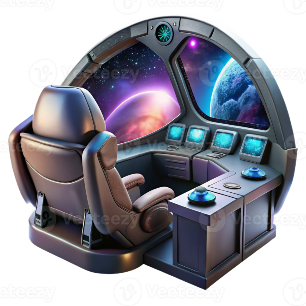 vibrant rustic A Futuristic Spaceship Cockpit with a View genuine png
