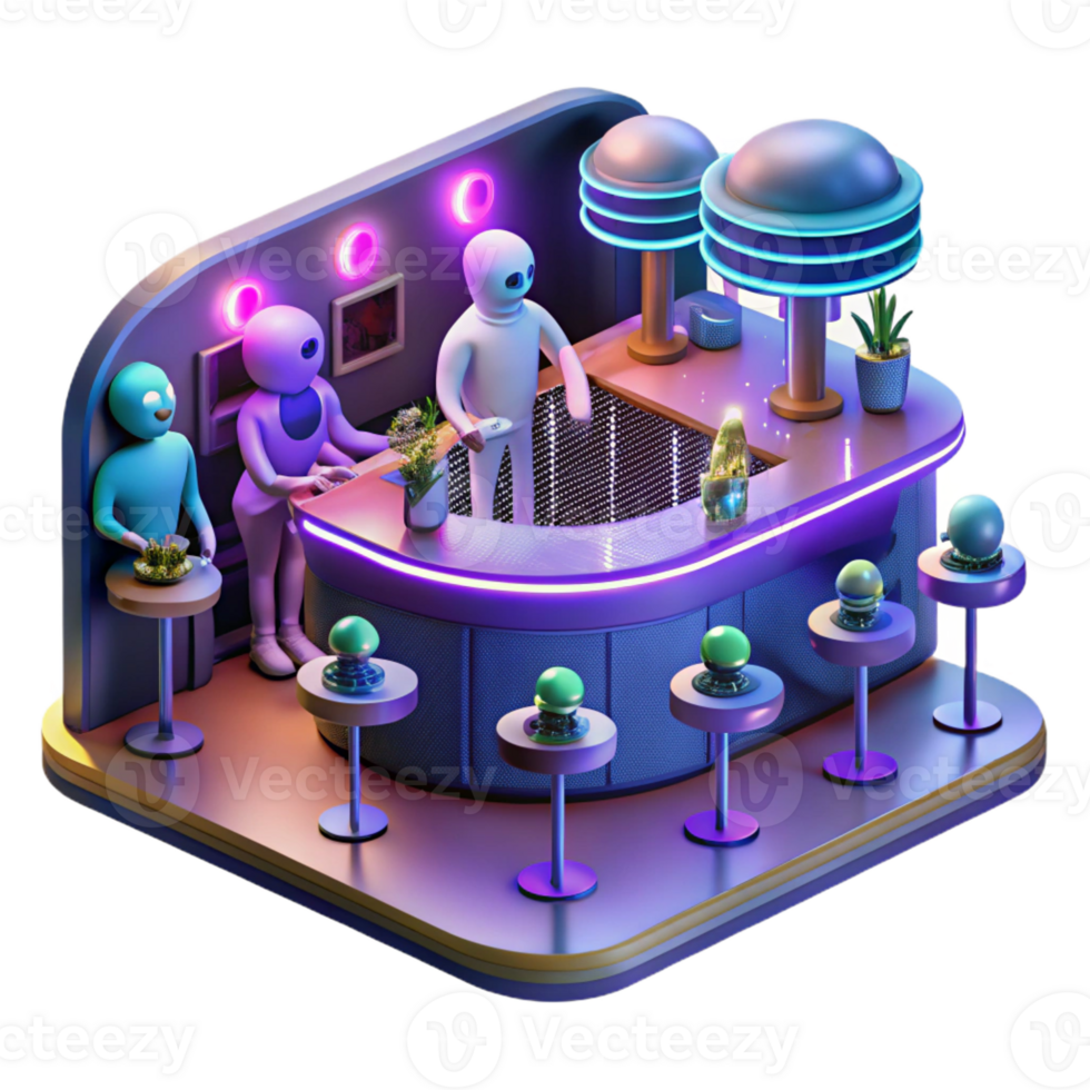 stunning contemporary A Futuristic Bar Filled with Aliens And high resolution png