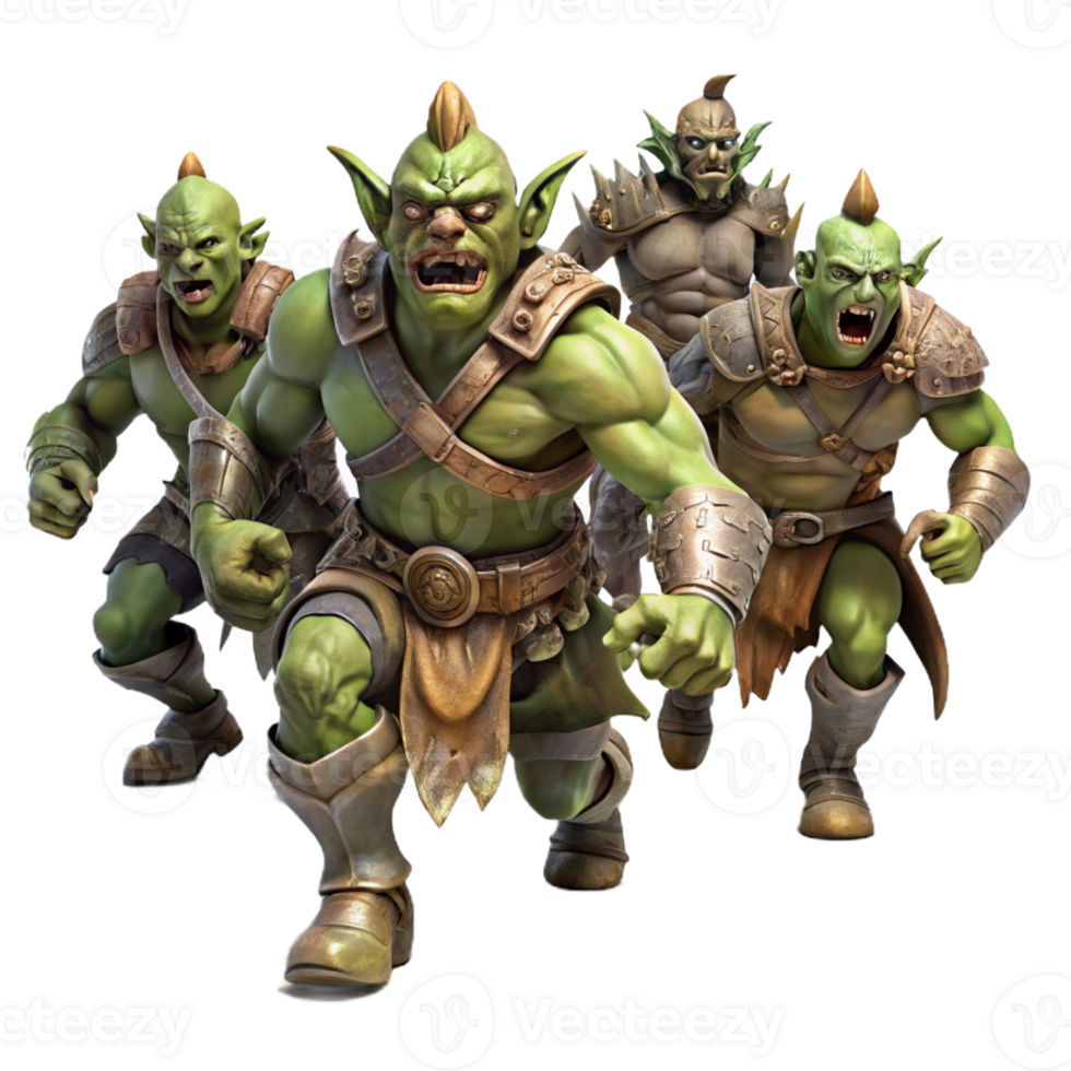 dramatic rustic A Group of Orc Warriors Charging Into B authentic png
