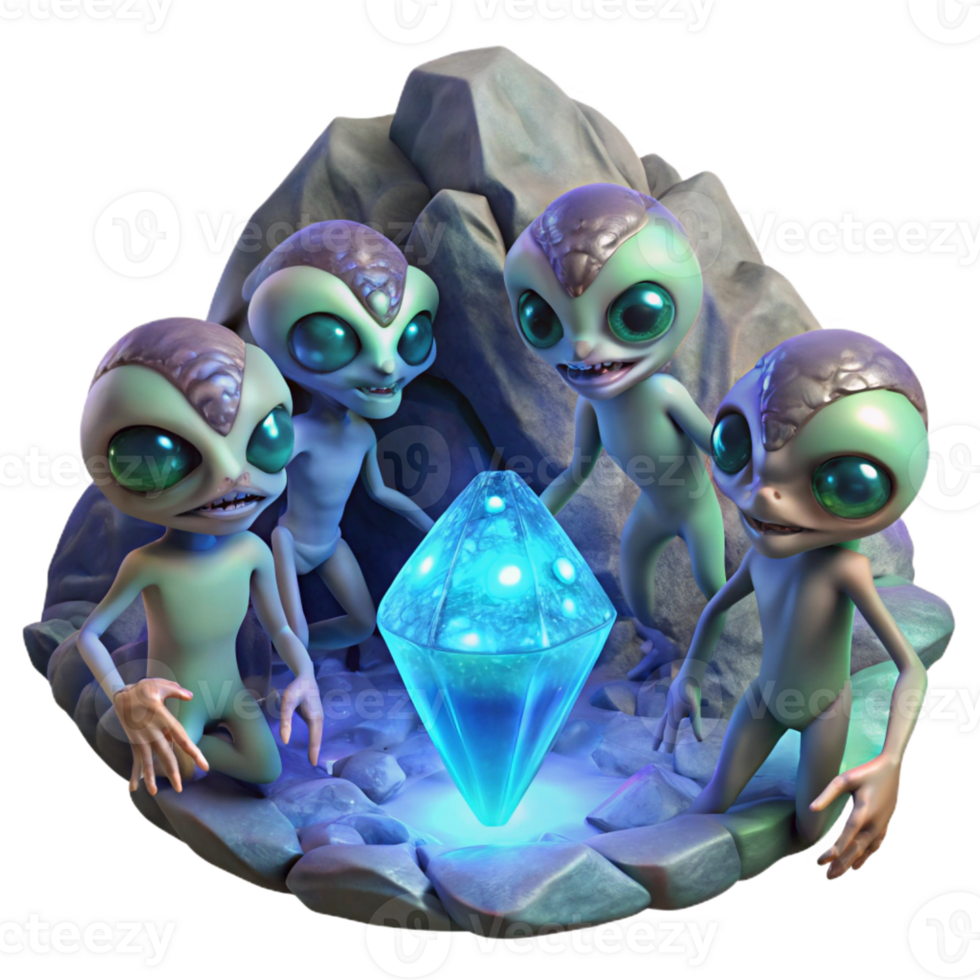 elegant rustic A Group of Alien Creatures with Iridesce original png