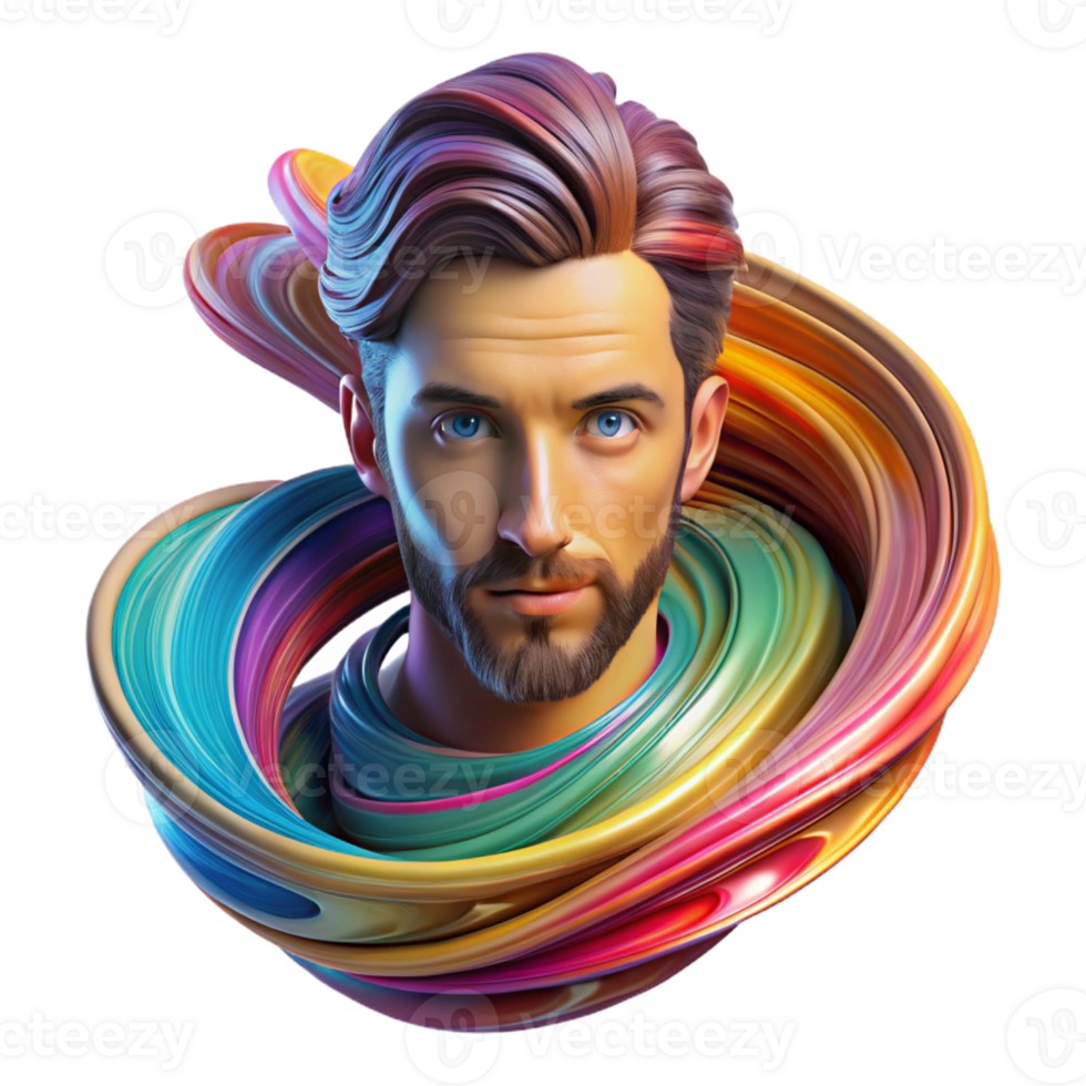 wonderful modern Swirling Abstract Portrait premium png