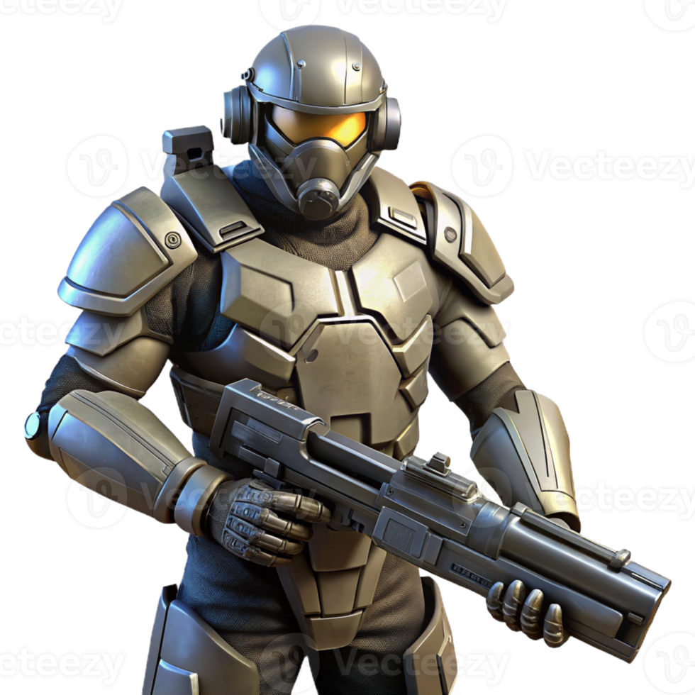 magnificent contemporary A Futuristic Soldier Wearing Power Arm high quality png