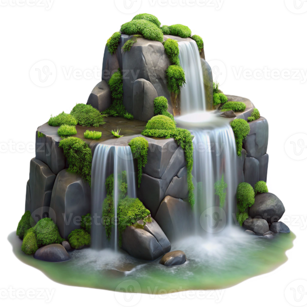 extraordinary vintage Waterfall Cascading over Moss authentic png