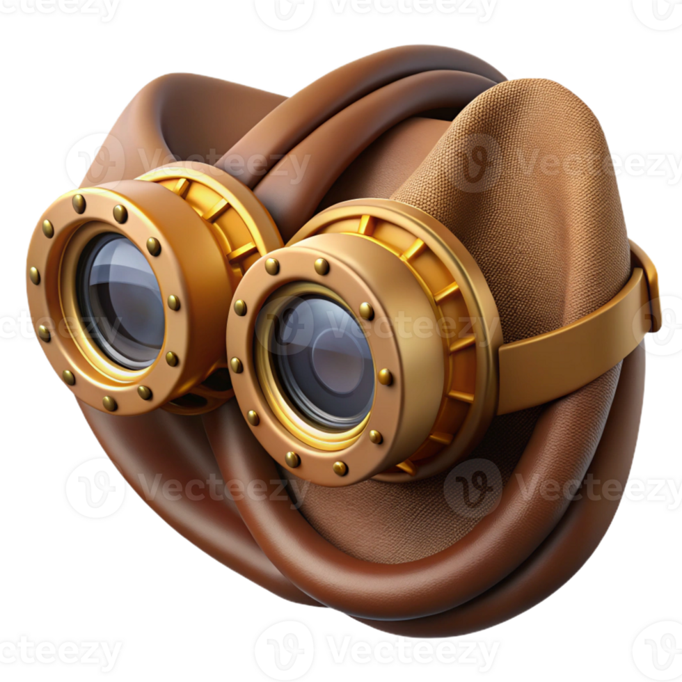 beautiful minimalist Steampunk Goggles Intricate Lens Detail professional png