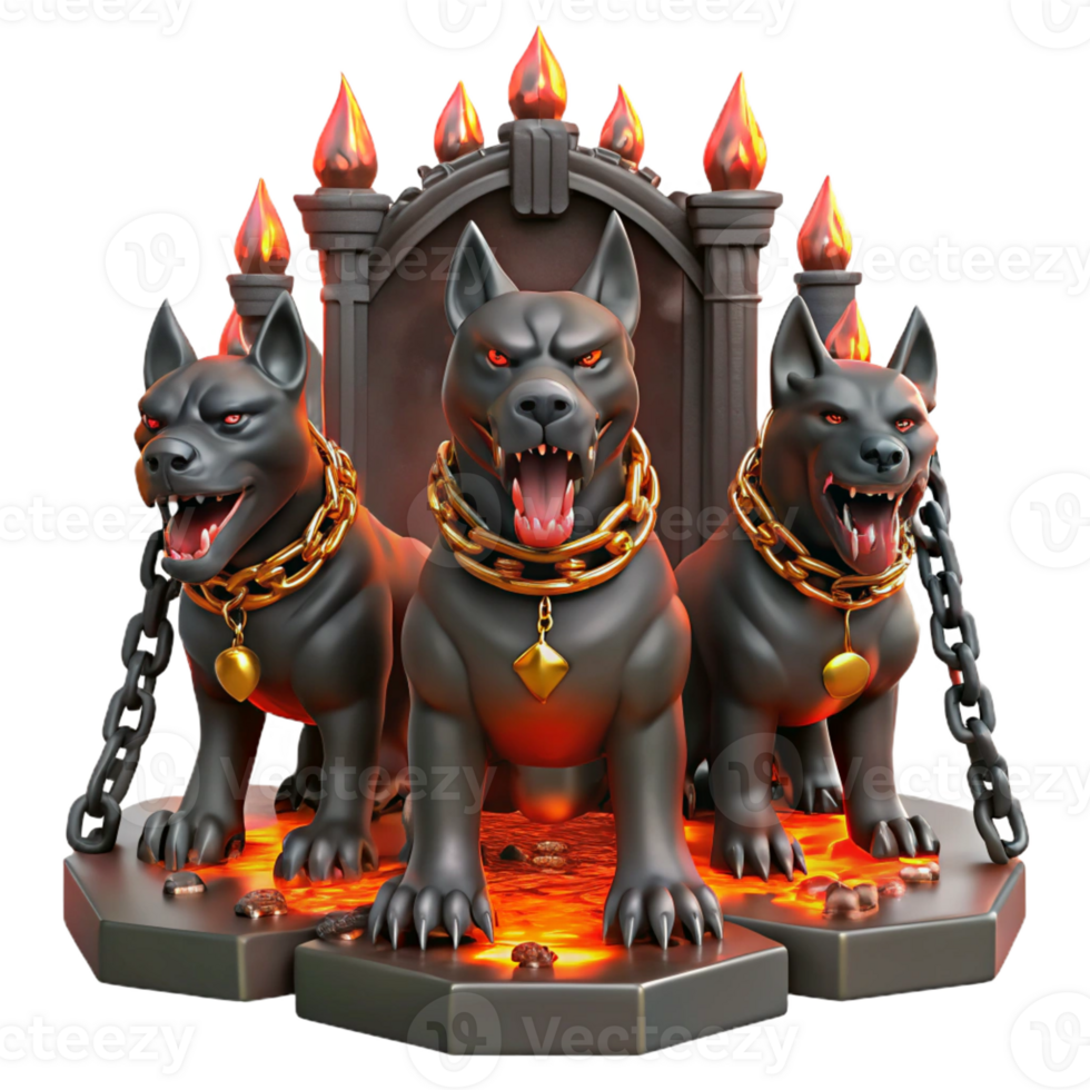 serene traditional A Three Headed Cerberus Guarding the Gat genuine png