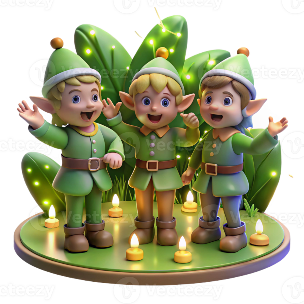 magnificent artistic A Group of Elves Celebrating in a Forest detailed png
