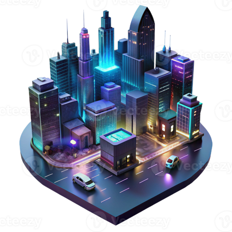 extraordinary abstract Cyberpunk Cityscape at Night genuine png