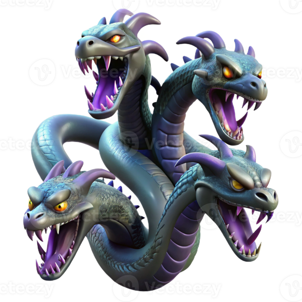 magnificent classic Hydra with Hissing Heads professional png