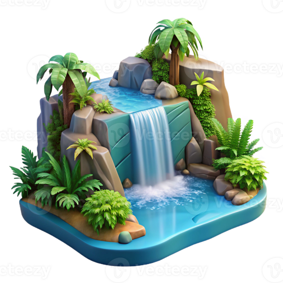 dramatic contemporary A Cascading Waterfall Plunging Into a Cry authentic png