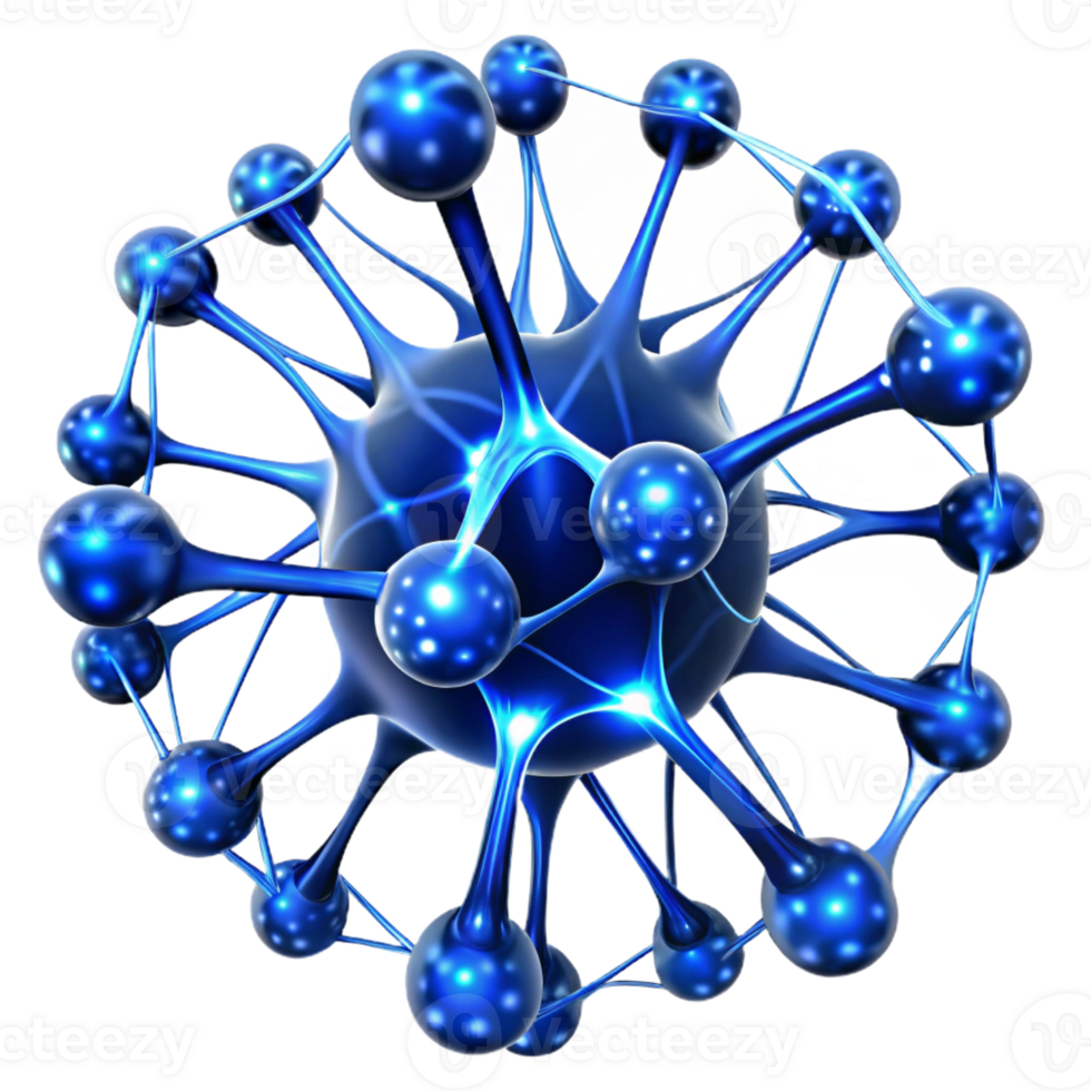 serene contemporary A Web of Interconnected Glowing Neurons high quality png