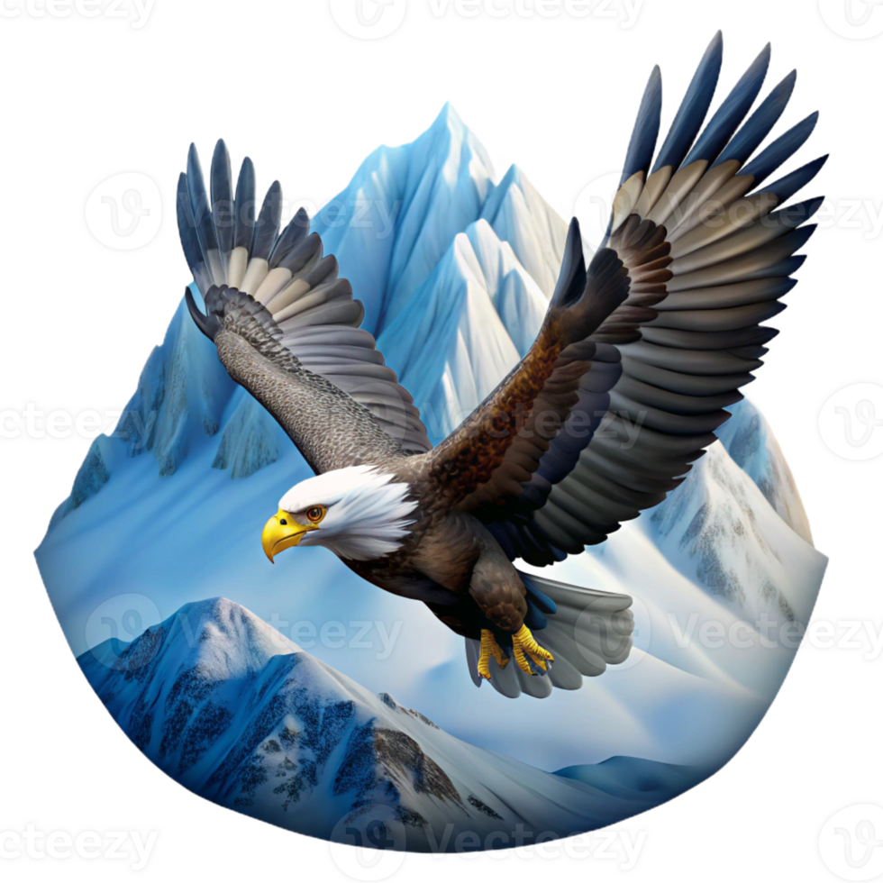 serene artistic Majestic Eagle Soaring over Snow high quality png