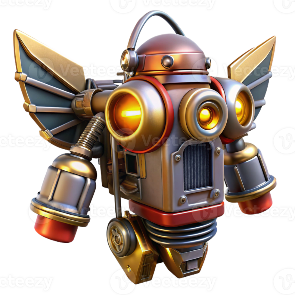 vibrant rustic A Steampunk Jetpack with Intricate Wings detailed png