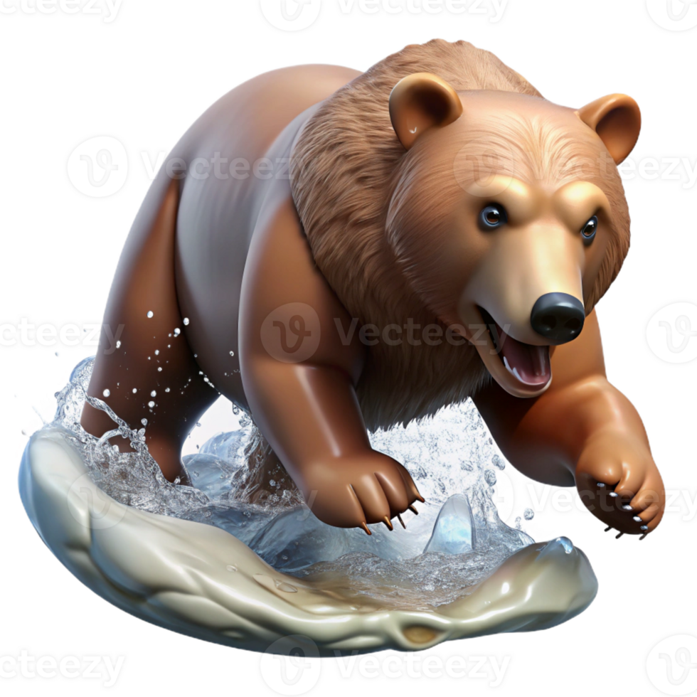 wonderful classic A Grizzly Bear Fishing for Salmon in a R high quality png