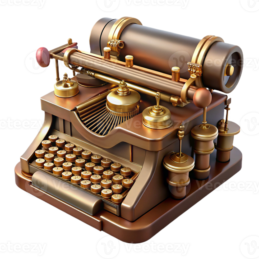 elegant minimalist Steampunk Typewriter Intricate Keys high quality png