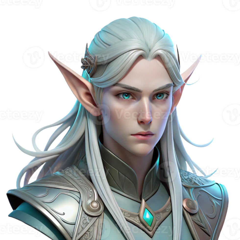 extraordinary creative Portrait of a Majestic Elf with Long Fl premium png