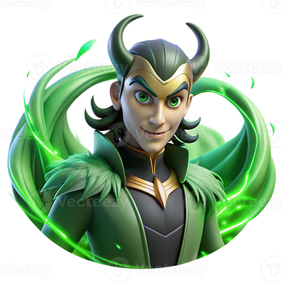 vibrant abstract A Mischievous Loki Transforming Into A premium png
