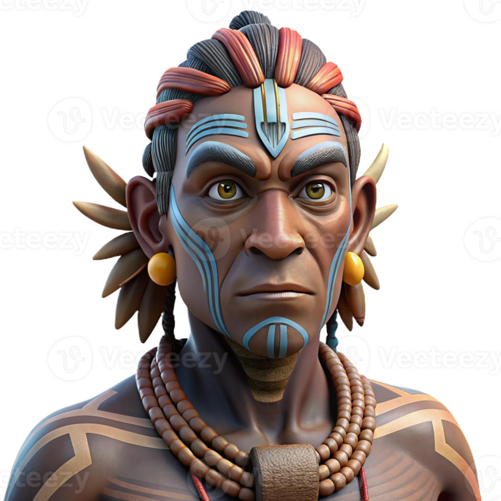 beautiful contemporary Portrait of a Tribal Shaman with Intricat high quality png
