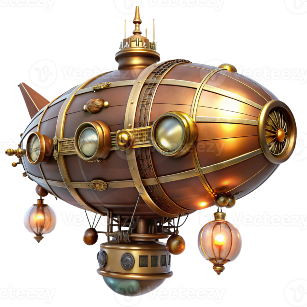 elegant modern A Majestic Steampunk Airship Adorned Wit exclusive png