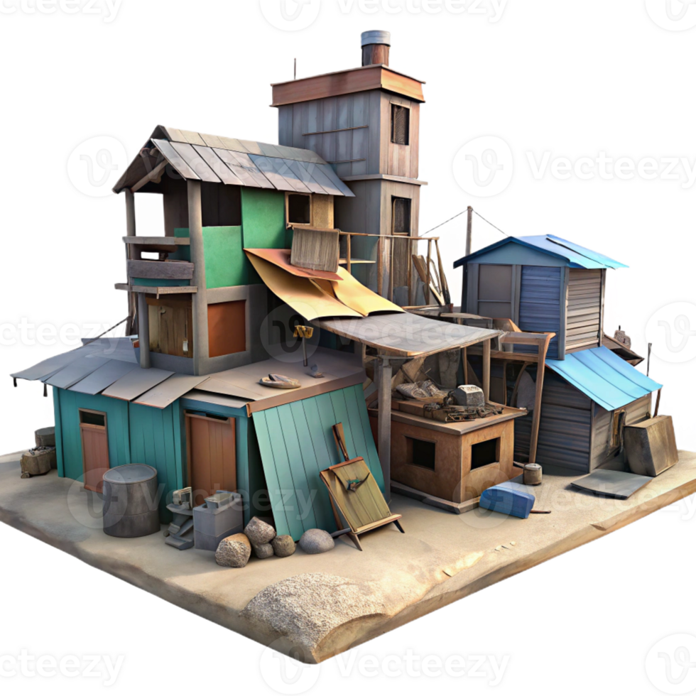 magnificent traditional A Shantytown Built from Scrap Materials G premium png