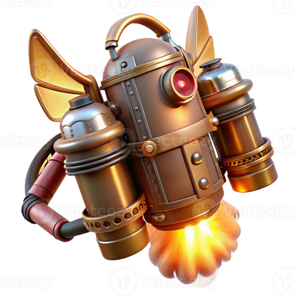beautiful minimalist A Steampunk Jetpack with Brass Nozzles A 4K png