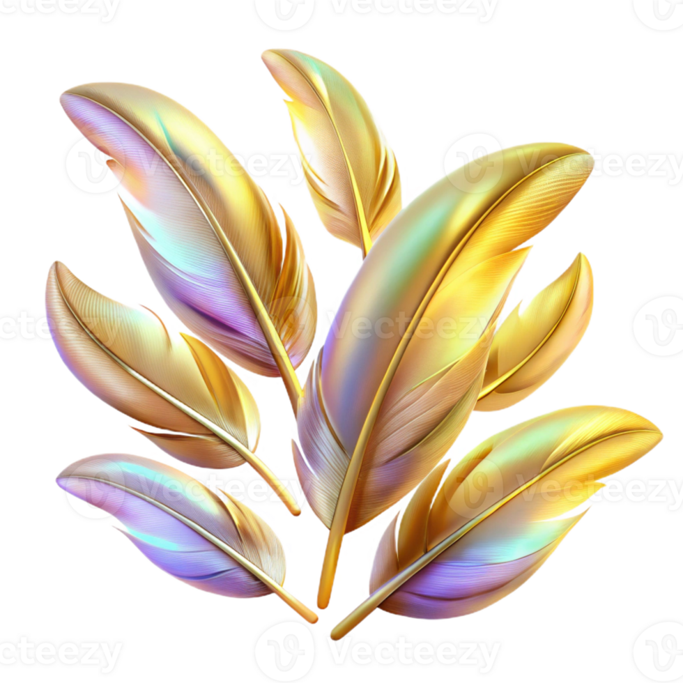 stunning modern Iridescent Feathers Floating in Field detailed png