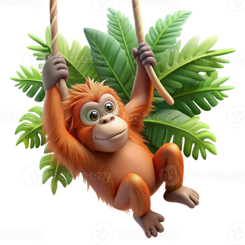 extraordinary minimalist A Playful Orangutan Swinging Through The exclusive png