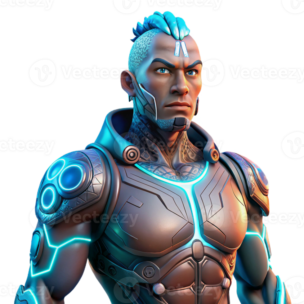 wonderful creative A Cyborg with Glowing Tattoos Intricate detailed png