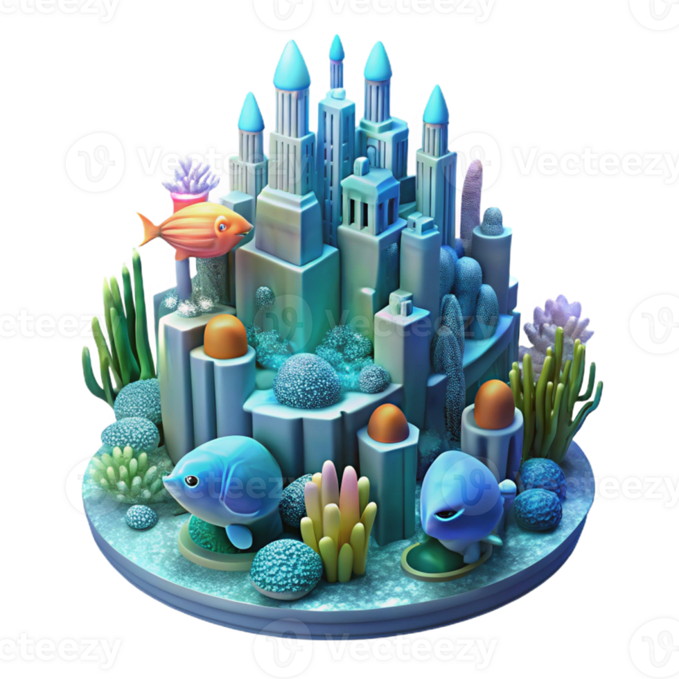 impressive abstract Bioluminescent Coral City high resolution png