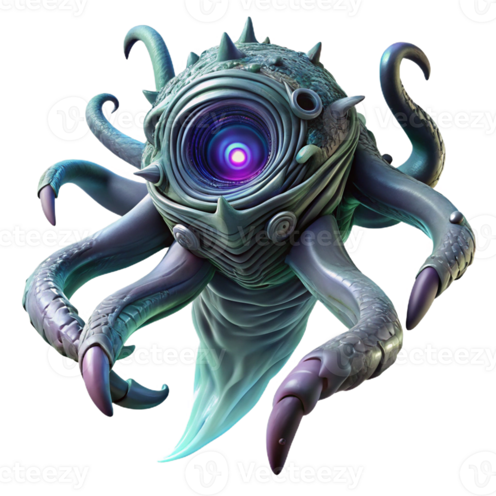 serene minimalist A Colossal Alien Creature with Tentacles premium png